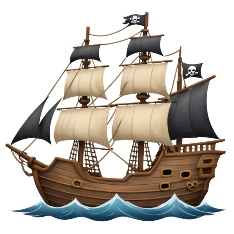 pirate sailing a ship in strome sea background emoji