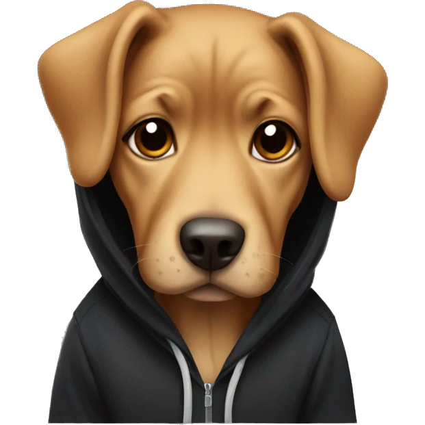 dog wearing black hoodie emoji