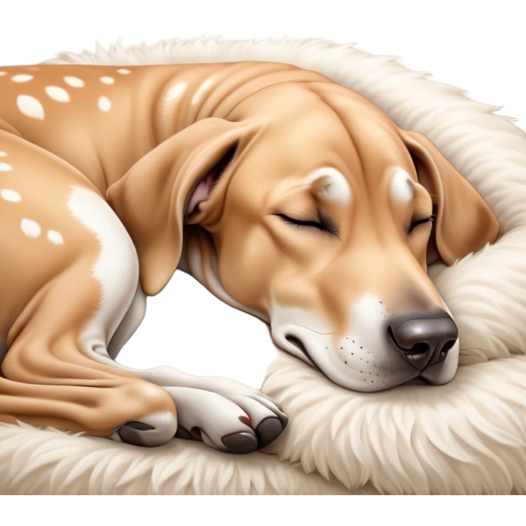 Meme-Worthy Cute Sleeping Fawn Great Dane Portrait Emoji, Head resting peacefully with a contented smile, showcasing a delightfully solid build and a luxuriously soft fawn Fur, eyes shut in a serene nap, Simplified yet hilariously adorable features, highly detailed, glowing with a soft, drowsy light, high shine, relaxed and utterly lovable, stylized with an air of playful laziness, bright and heartwarming, soft glowing outline, capturing the essence of a comically sleepy guardian, so meme-worthy it feels like it could instantly become the next viral sensation of adorable slumber! emoji