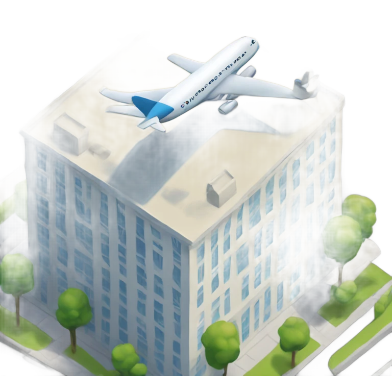 Plane flying toward building emoji