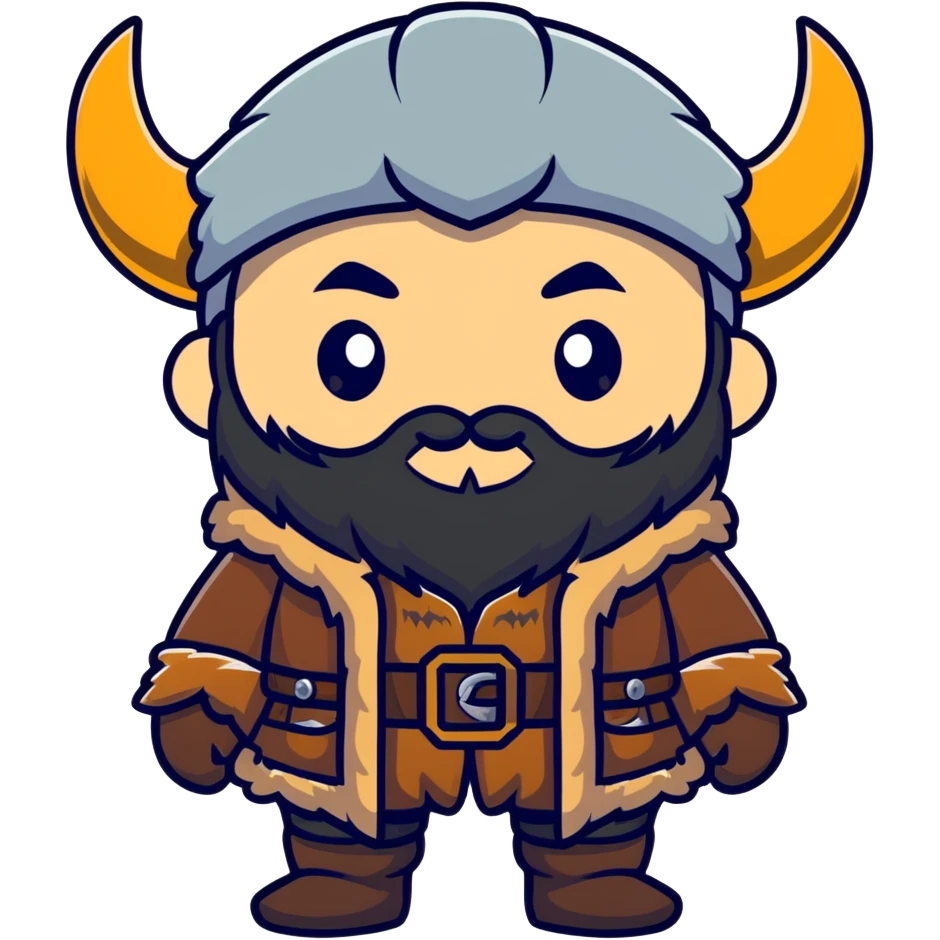 viking with black beard and fur coat emoji