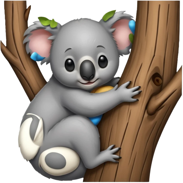 Koala and tree hugging each other  emoji