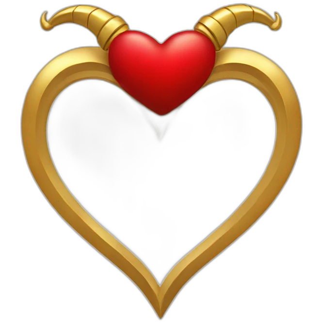 Red heart frame with gold horns emoji