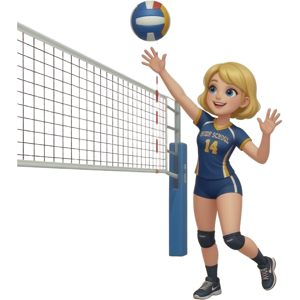 BLOND GIRL SERVING  HIGH SCHOOL VOLLEYBALL emoji