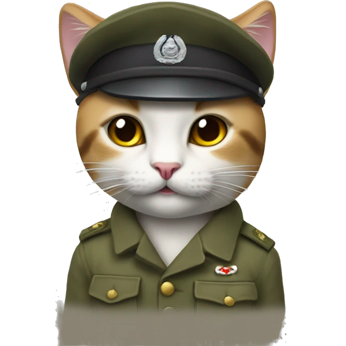 cat with garrison cap and mp-40 emoji