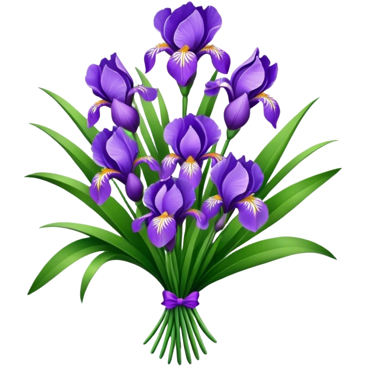 big bouquet Lavender Iris, luxuriant, leaf, bud emoji