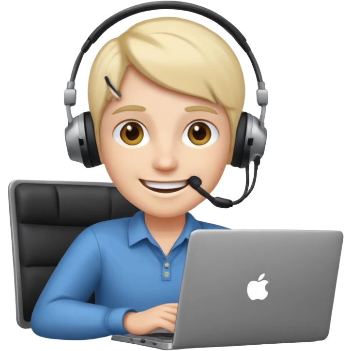 Laptop with Video Call on it, person in call sitting in an office emoji