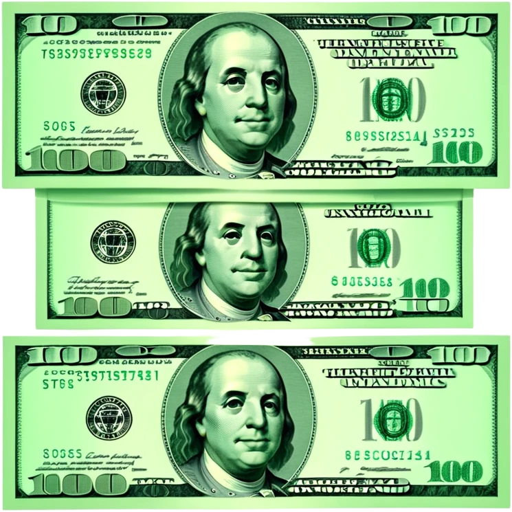 three 100 dollar bills emoji