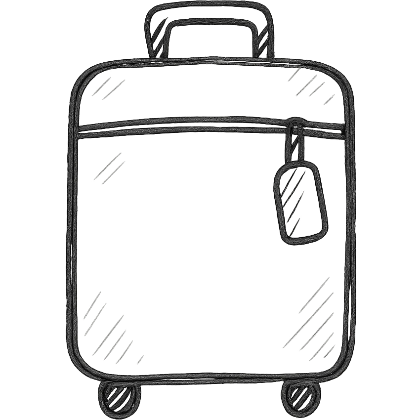 black hand bag luggage, hand drawn outline icon style emoji