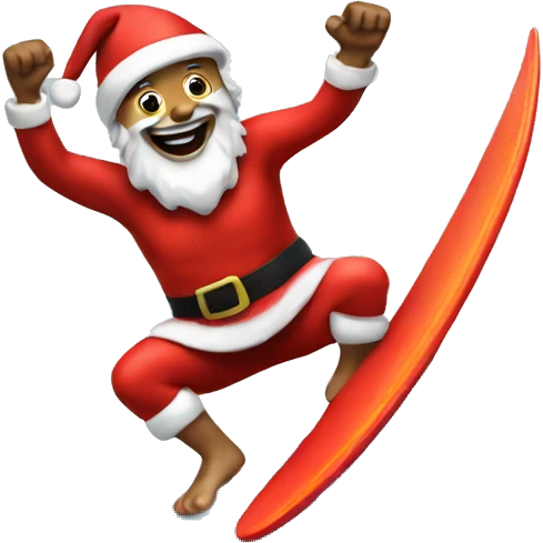 Santa surfing  emoji