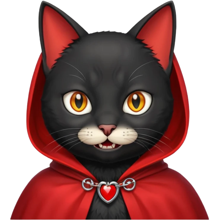 Vampire Pet, Black cat in red collar cloak emoji