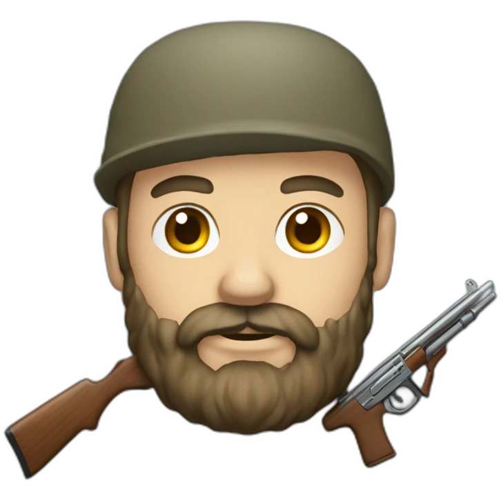 homme avec fusil et barbe emoji