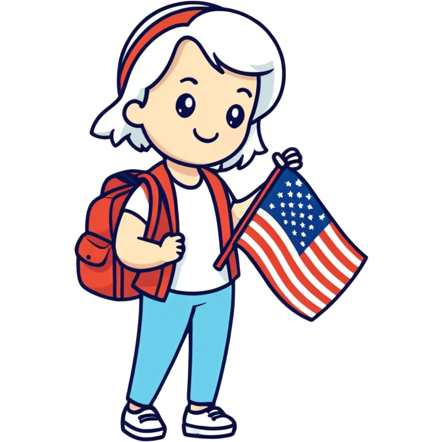 Martha holding us flag emoji