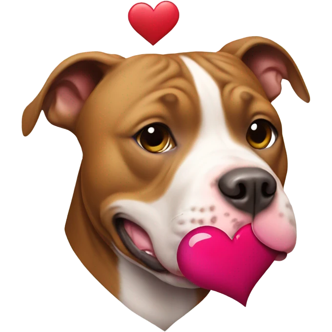 pitbull holding a heart emoji