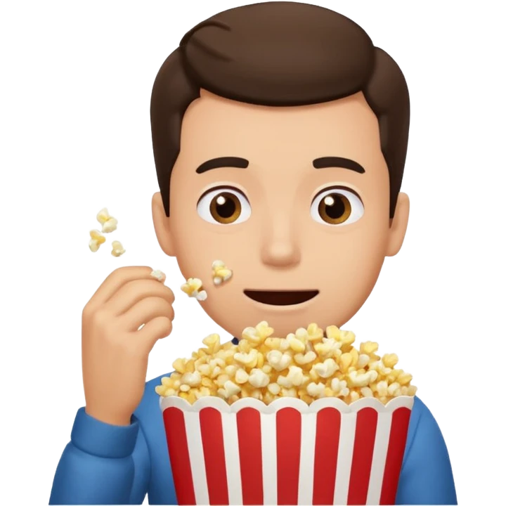Make a guy eating popcorn in a dramatic conversion emoji