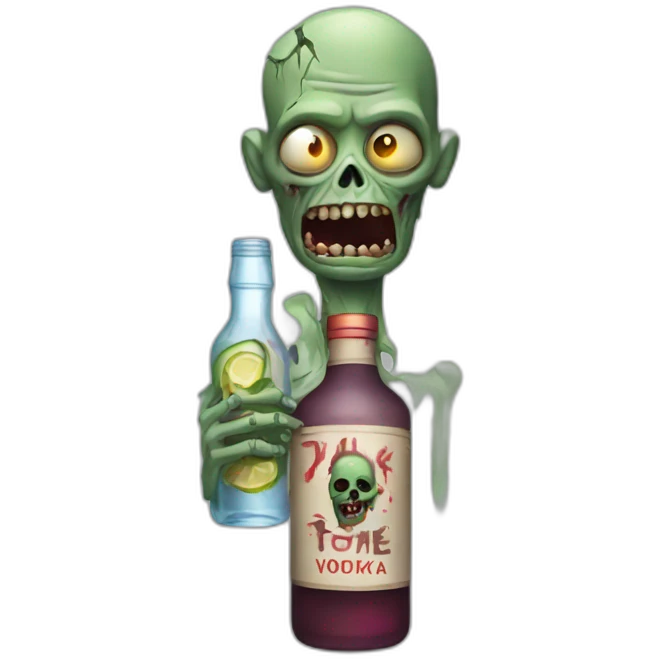 A zombie with a vodka bottle emoji