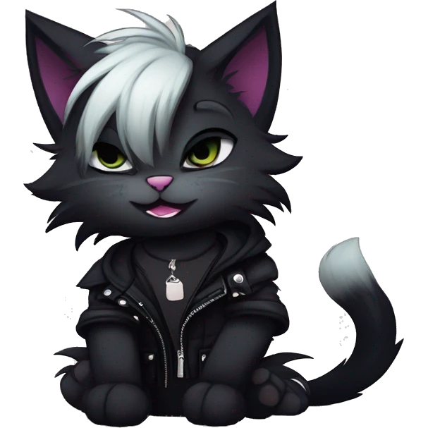 Edgy sharp anthro punk black cat furry by Falvie, LiLaiRa, griffsnuff, AngieWolf emoji
