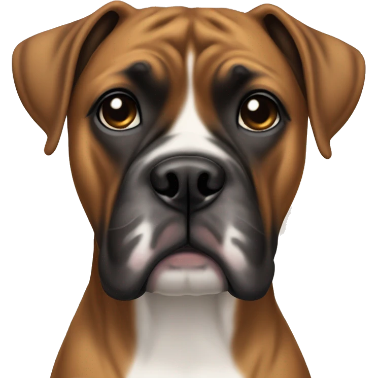 Boxer dog with brindle fur waits at the end of the rainbow bridge emoji