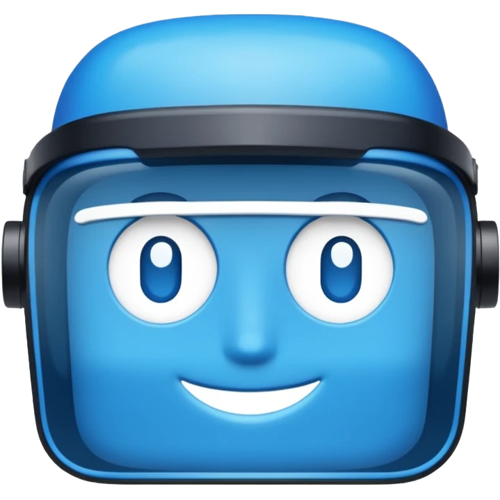 a blue rectangle with the text "visor" written on it emoji