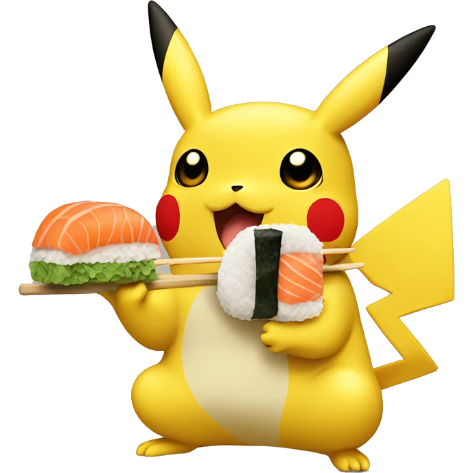 pikachu eating sushi emoji
