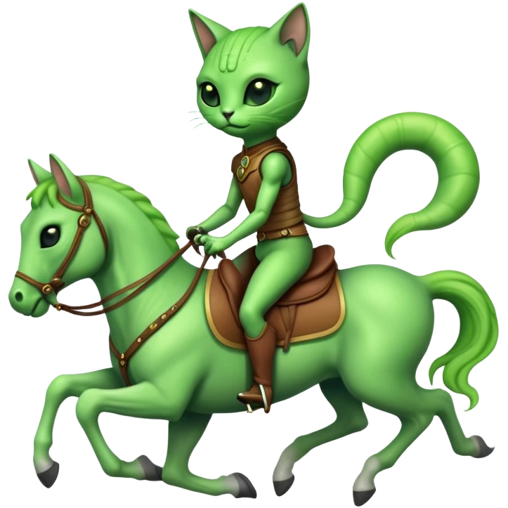 Un gato alien montado en un caballo  emoji