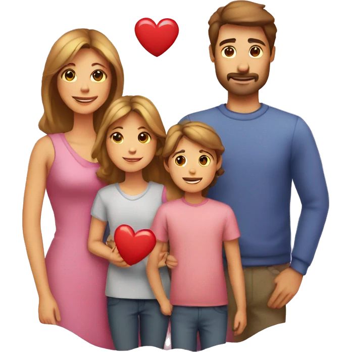 Heart and mom and dad and kids emoji