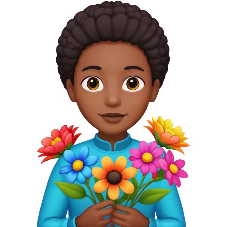 blACK holding flowers emoji