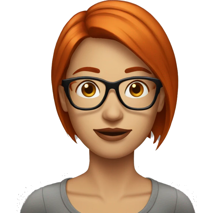 short straight red hair, glasses mid thirties woman emoji