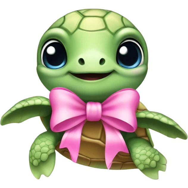 baby sea turtle with pink bow emoji