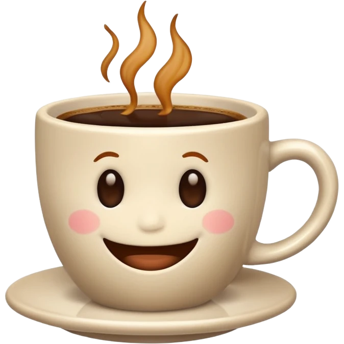 a cute cup of coffee with a smile, without the plate emoji