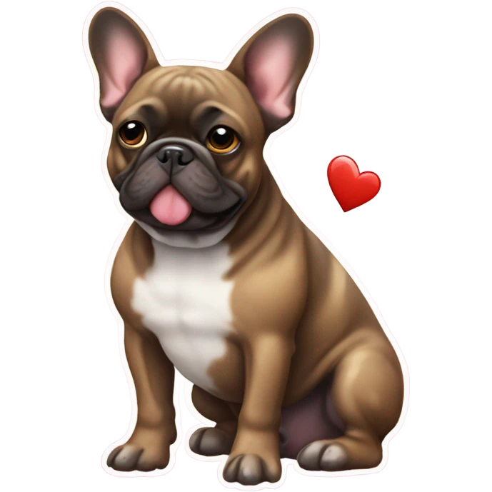 French bulldog brindle with a love heart emoji