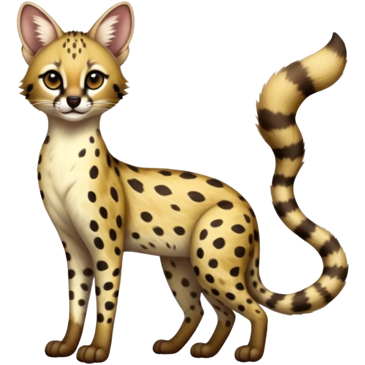 Serval-Genet-Civet-Marsupial-hybrid, full body emoji