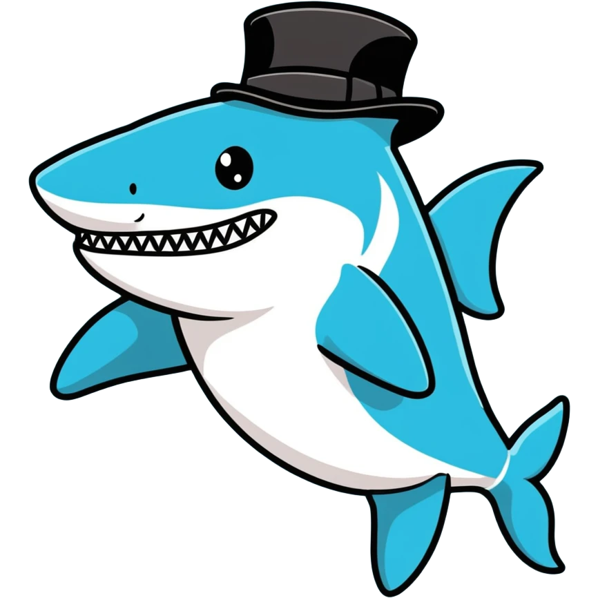 Shark with a top hat emoji
