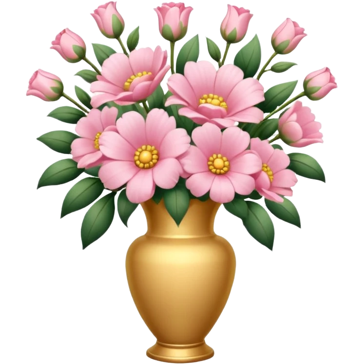 Pastel Pink Flowers Bouquet Golden Huge In a Vase emoji