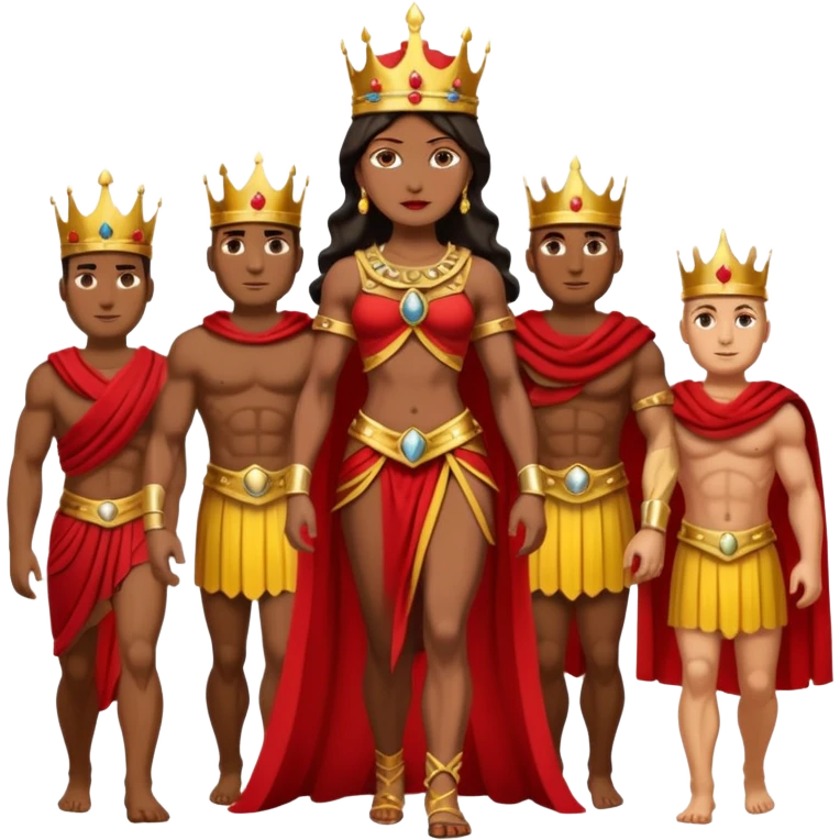 group of trojans being led by a woman queen emoji