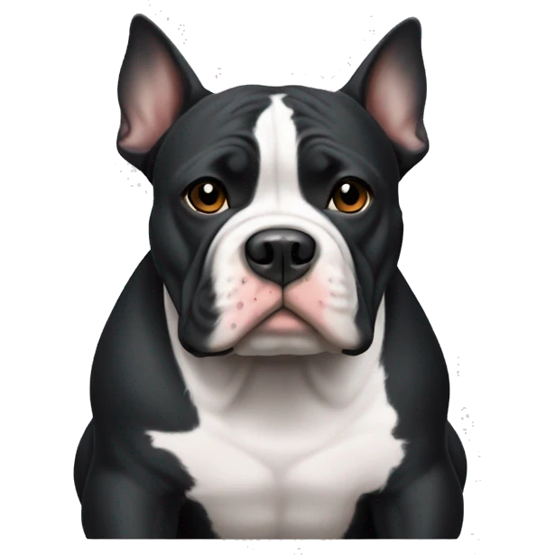 Black American Pocket Bully with white patch on chest emoji