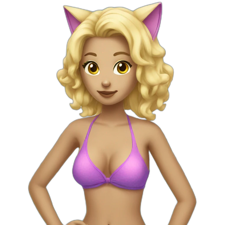 hot catgirl blonde swim suit emoji