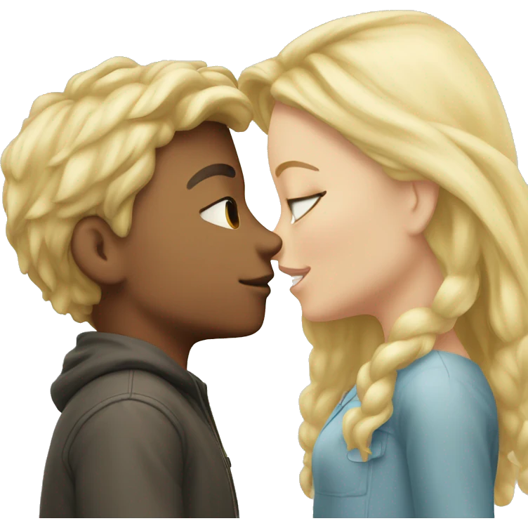 a blonde boy and a blonde girl kissing  emoji