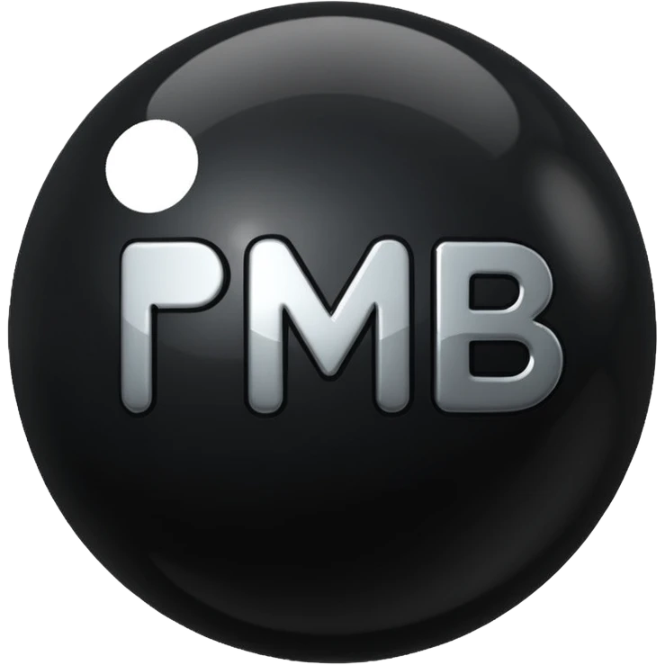 Black Ball with MB written on it. Nothing else no holes. emoji