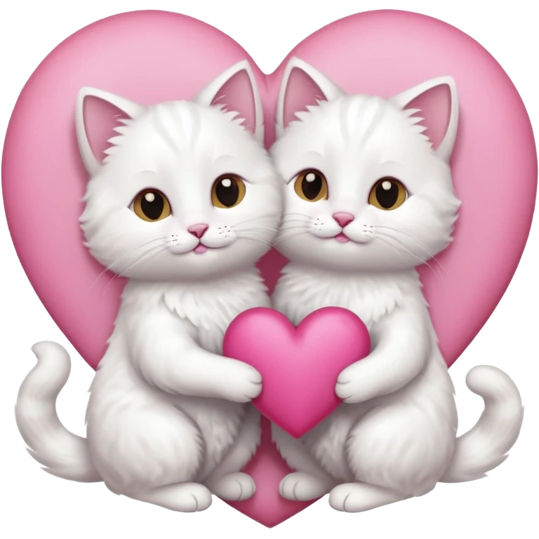 white tow cats hands holding a pink heart emoji