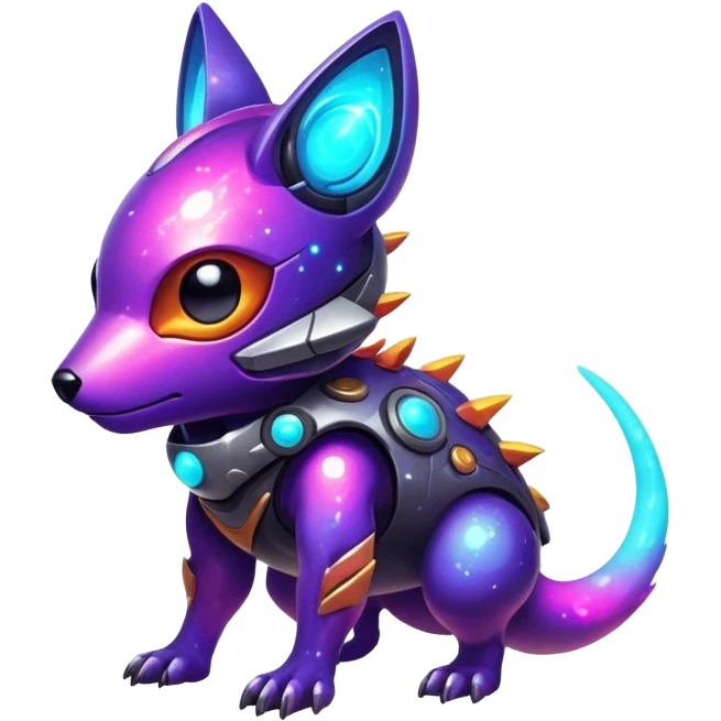 Epic Edgy Cute Colorful Nebula Modern Futuristic Vernid-Protogen-creature-animal, full body emoji
