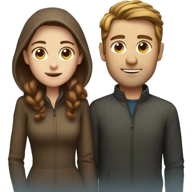 Freezing white couple with brown hair emoji