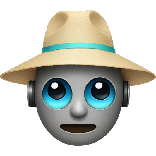 robot with a beach hat emoji