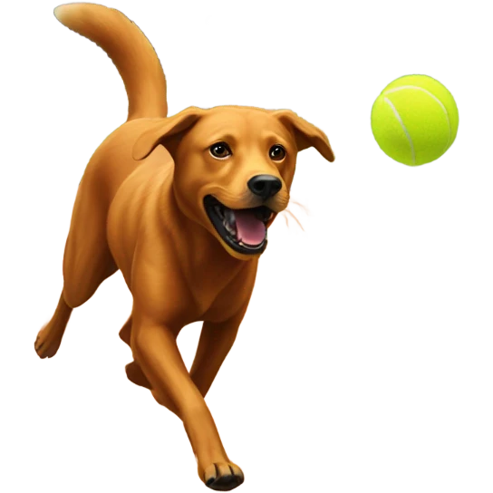 Dark Fox red Labrador chasing tennis ball emoji