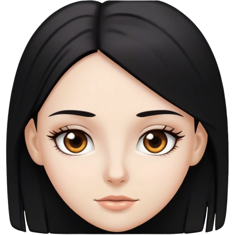 White girl with brawn eyes and black straight hair emoji
