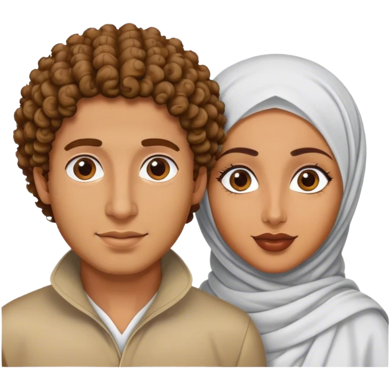 à tanned curly hair men and a bengali hijabi women  emoji
