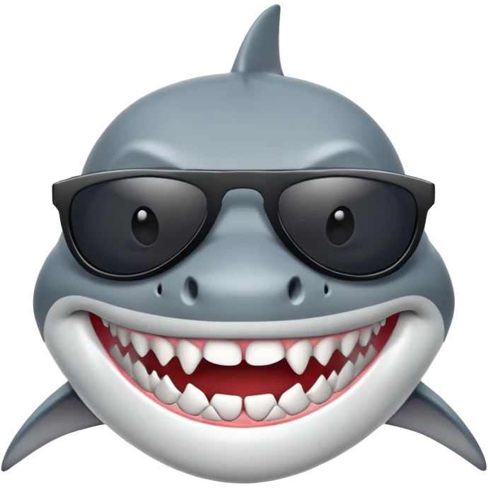 shark with white teeth wearing black sunglasses emoji