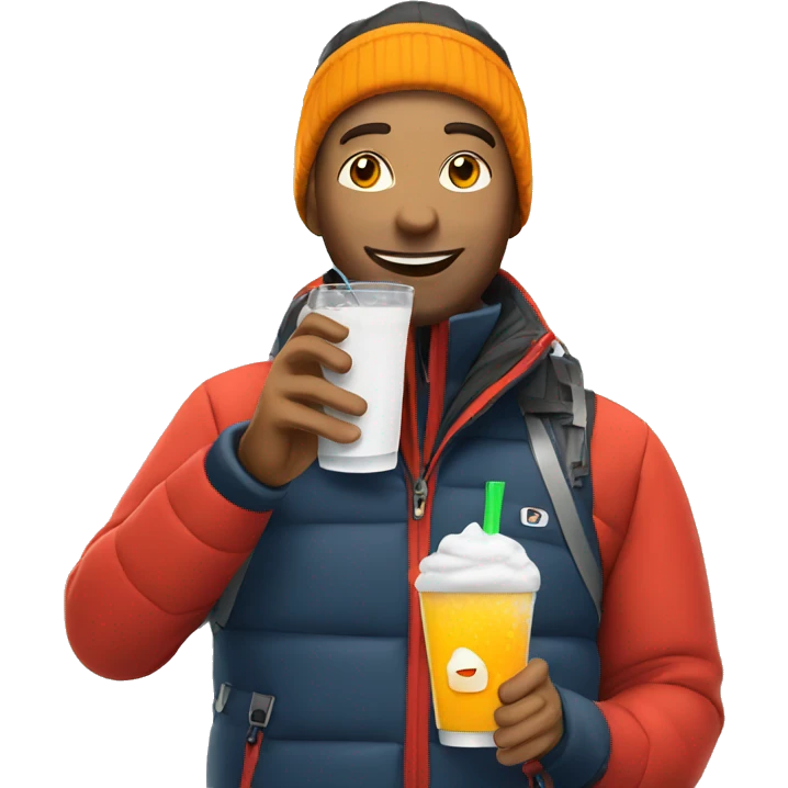 Ski instructor with drink emoji