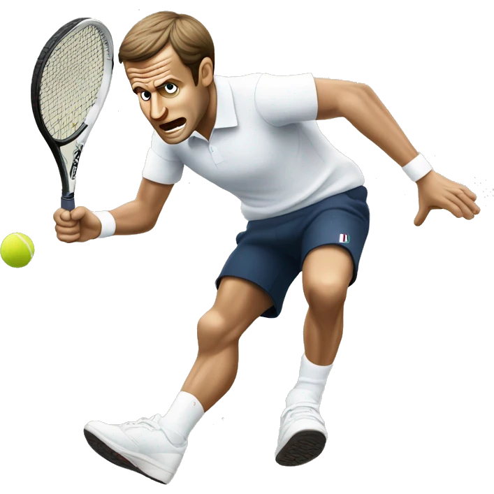 Emmanuel Macron faisant du tennis emoji