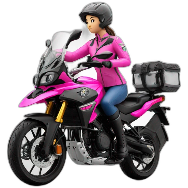 Moto benelli trk 502X color rosa con mujer conductora emoji